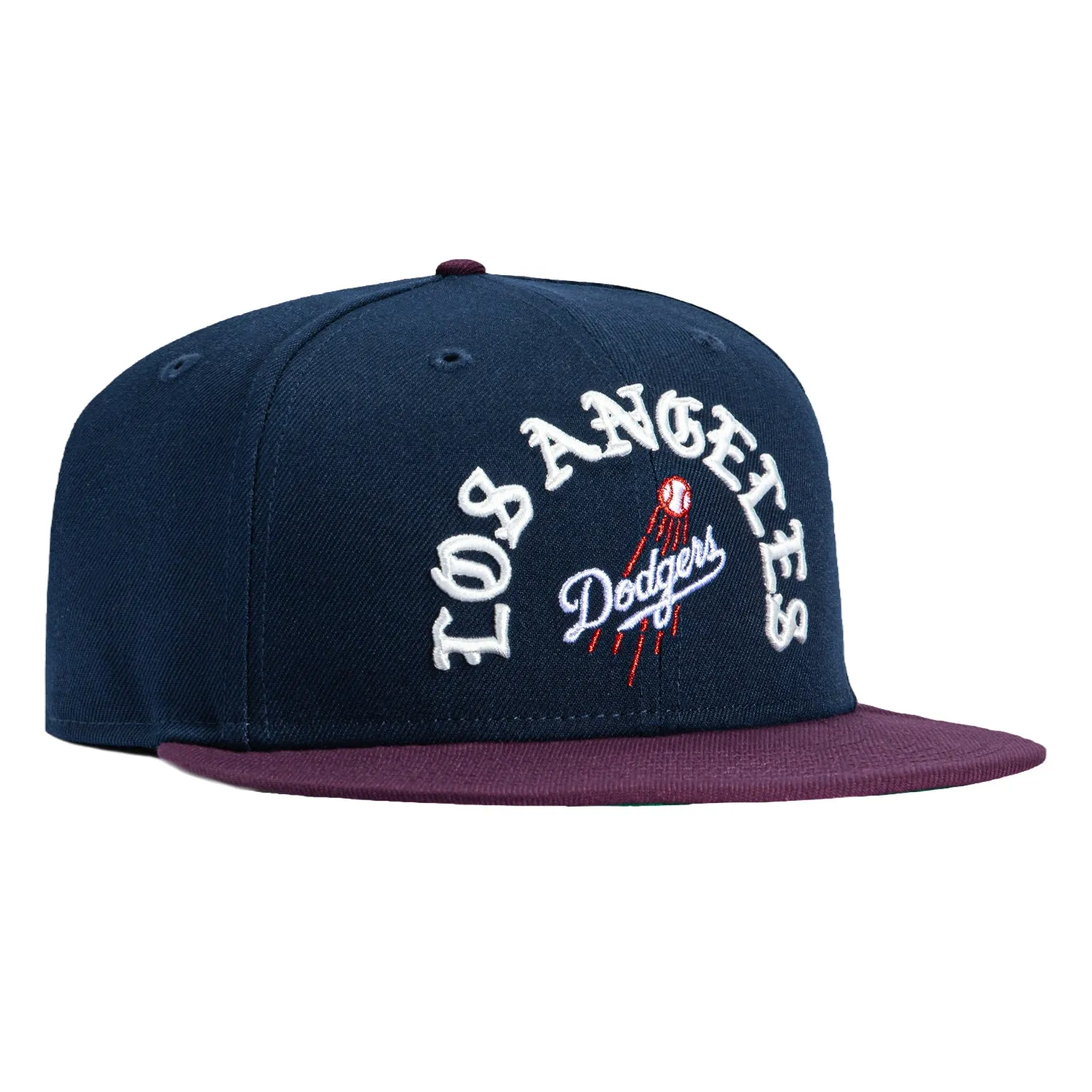 New Era 59Fifty Los Angeles Dodgers Old English Arch Hat - Navy, Maroon sold by Hat Club