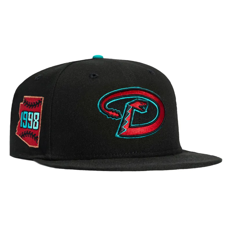 New Era 59Fifty Arizona Diamondbacks 1998 State 48 Patch D Hat - Black, Sedona Red, Teal sold by Hat Club