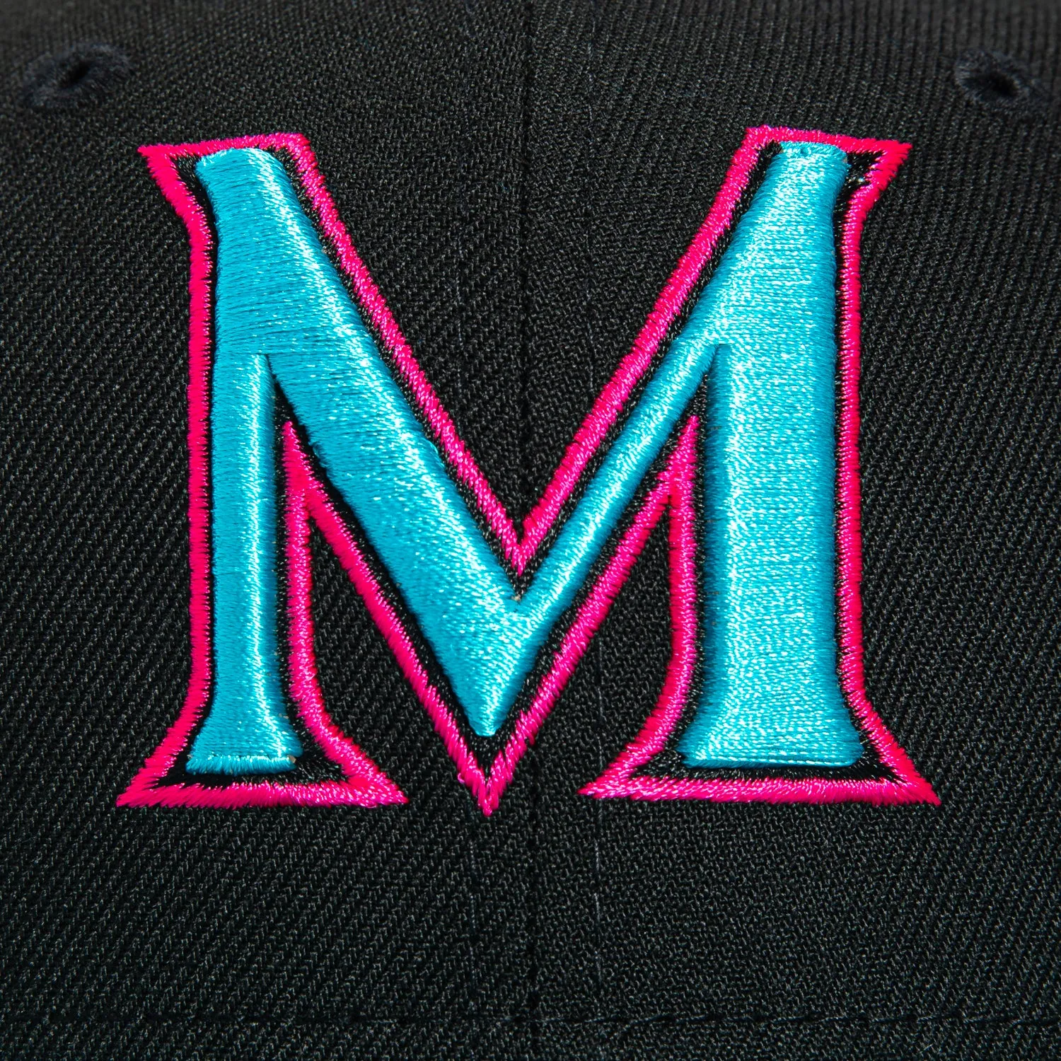 New Era 59Fifty Miami Marlins 2025 City Connect M Hat - Black, Teal, Magenta sold by Hat Club product image thumbnail 4