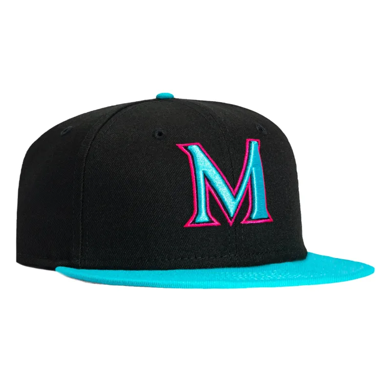 New Era 59Fifty Miami Marlins 2025 City Connect M Hat - Black, Teal, Magenta sold by Hat Club