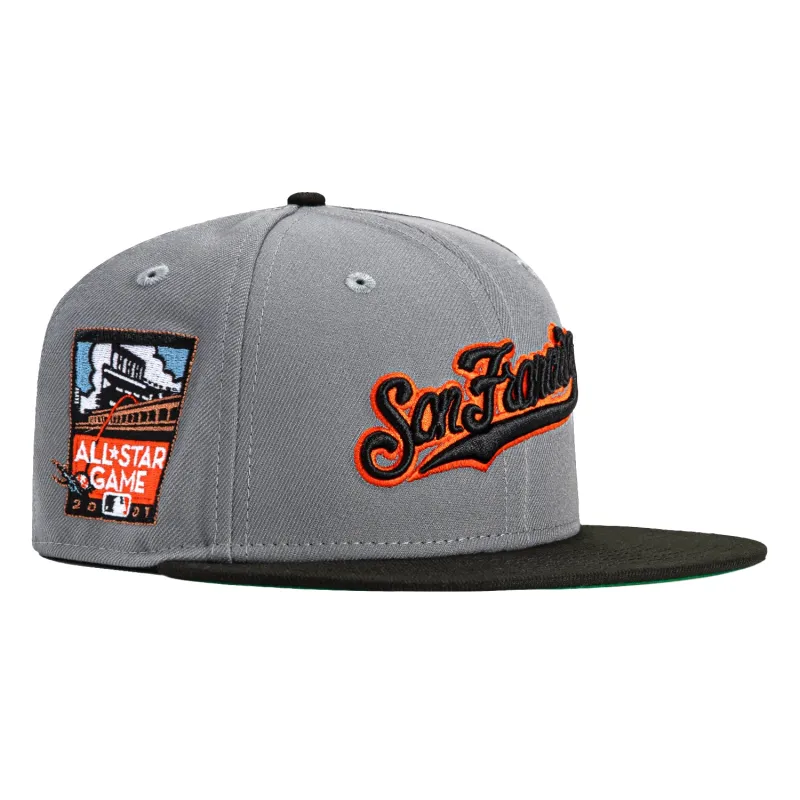 New Era 59Fifty San Francisco Giants 2007 All Star Game Patch Script Hat - Storm Grey, Black made by New Era