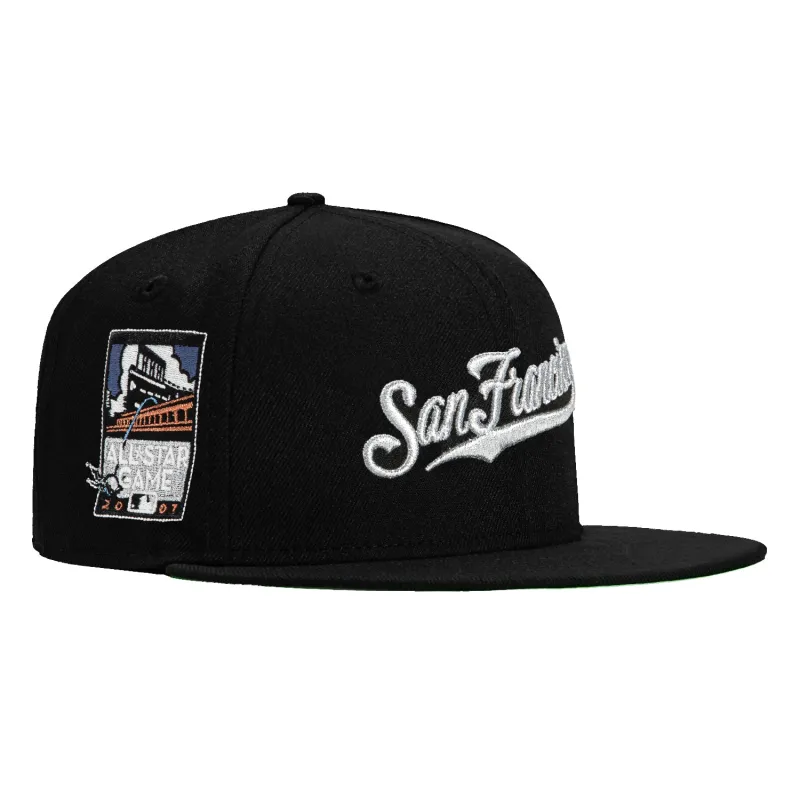 New Era 59Fifty San Francisco Giants 2007 All Star Game Patch Script Hat - Black, Metallic Silver sold by Hat Club