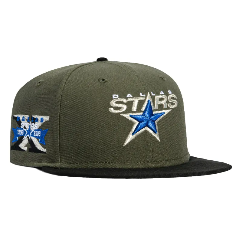New Era 59Fifty Dallas Stars 10th Anniversary Patch 1993 Hat - Olive, Black, Royal made by New Era