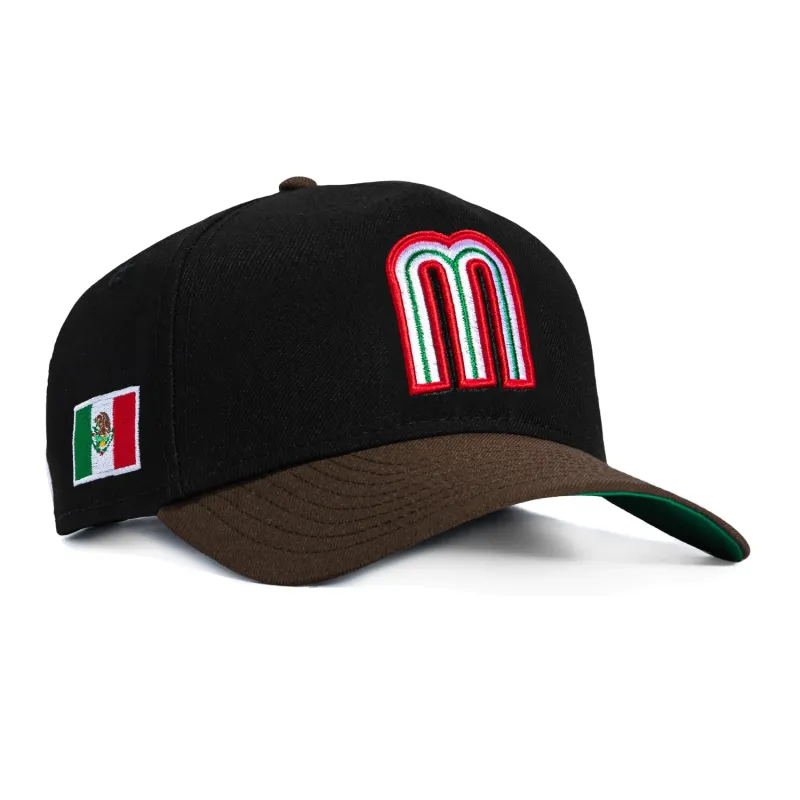 New Era 9Forty A-Frame Mexico World Baseball Classic Snapback Hat - Black, Brown sold by Hat Club