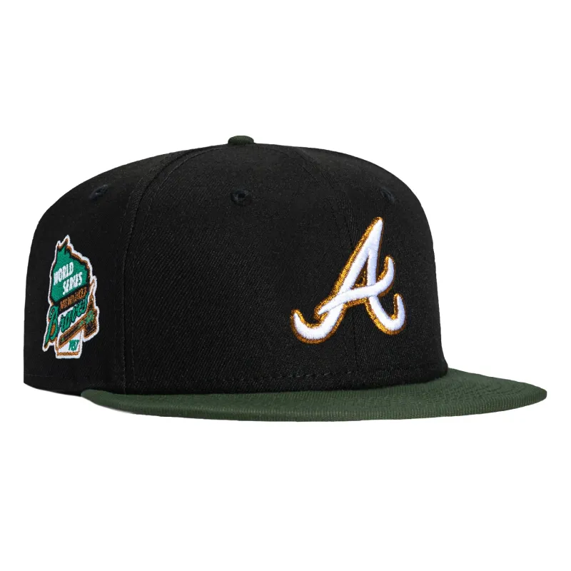 New Era 59Fifty Atlanta Braves 1957 World Series Patch Hat - Black, Green sold by Hat Club
