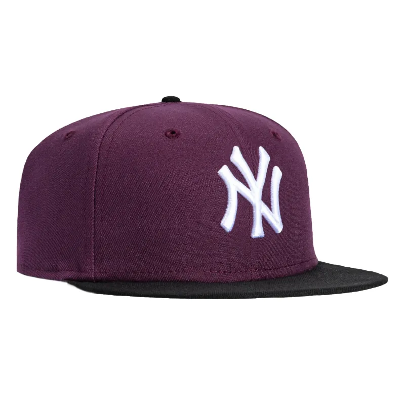 New Era 59Fifty New York Yankees Hat - Maroon, Black, White made by New Era