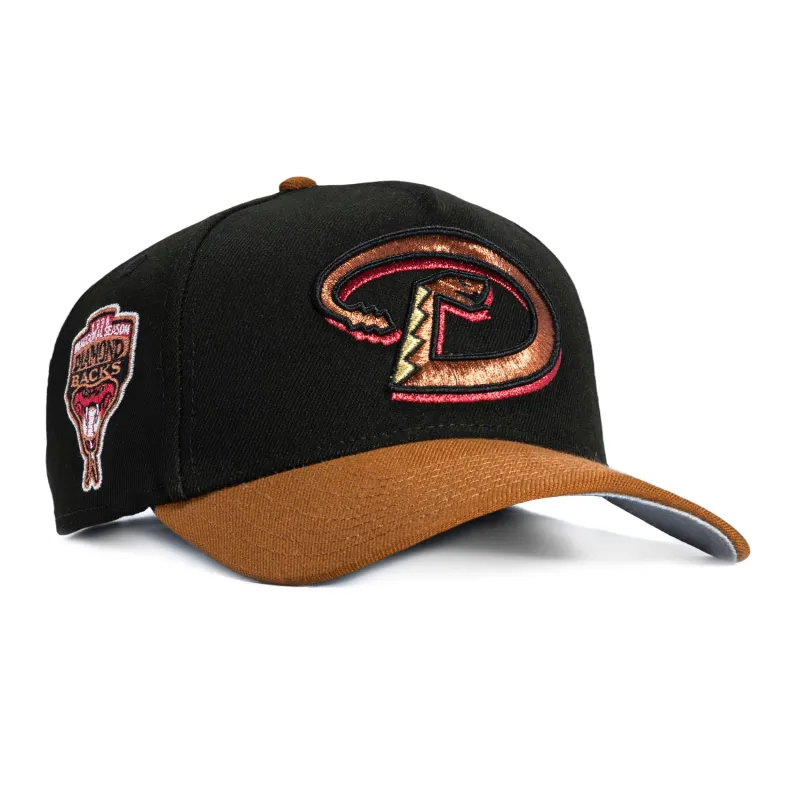 New Era 9Forty A-Frame Arizona Diamondbacks Inaugural Patch Snapback D Hat - Black, Brown sold by Hat Club