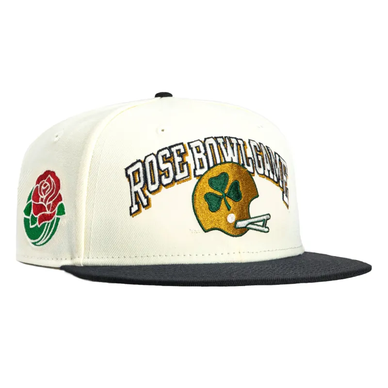 New Era 59Fifty Notre Dame Fighting Irish Rose Bowl Patch Rose Bowl Game Hat - White, Navy made by New Era