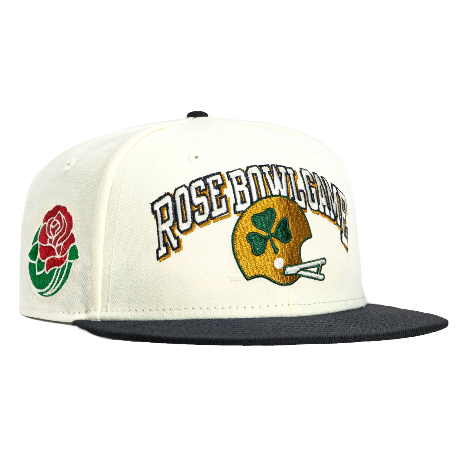 New Era 59Fifty Notre Dame Fighting Irish Rose Bowl Patch Rose Bowl Game Hat - White, Navy sold by Hat Club