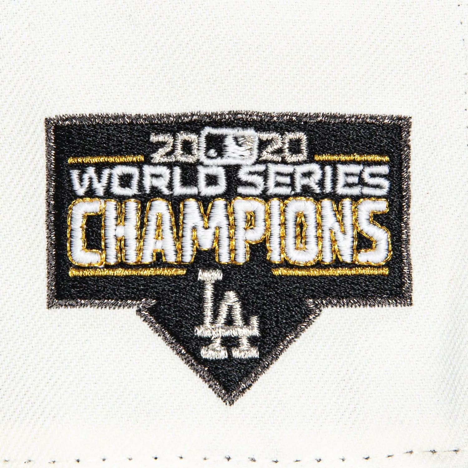 New Era 59Fifty Los Angeles Dodgers 2020 World Series Champions Patch Upside Down Hat - White, Black, Metallic Silver sold by Hat Club product image thumbnail 5