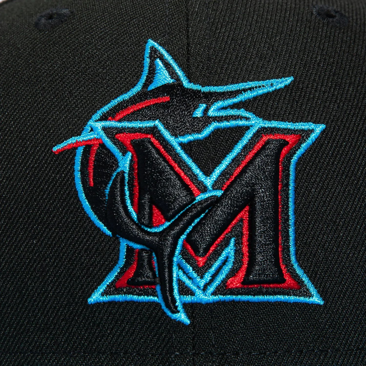 New Era 59Fifty Miami Marlins 2025 City Connect M Hat - Black, Neon Blue, Red sold by Hat Club product image thumbnail 4