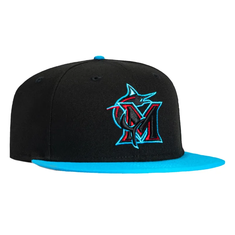 New Era 59Fifty Miami Marlins 2025 City Connect M Hat - Black, Neon Blue, Red sold by Hat Club