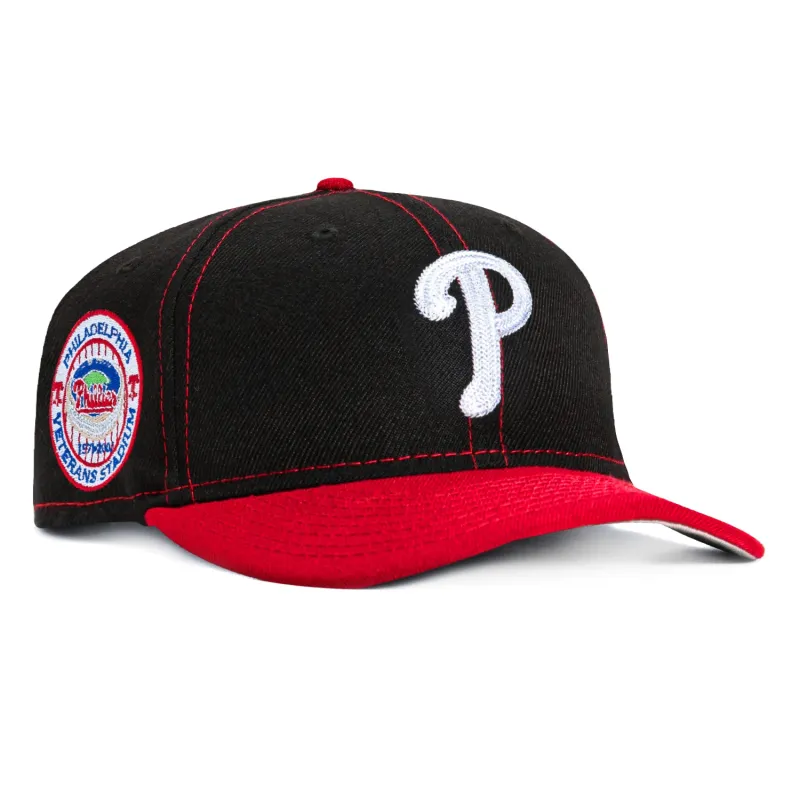 New Era 9Fifty Retro Crown Philadelphia Phillies Veterans Stadium Patch Snapback Hat - Black, Red made by New Era