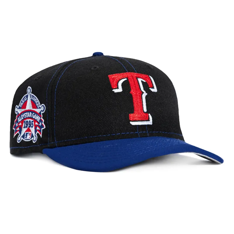 New Era 9Fifty Retro Crown Texas Rangers 1995 All Star Game Patch Snapback Hat - Black, Royal made by New Era