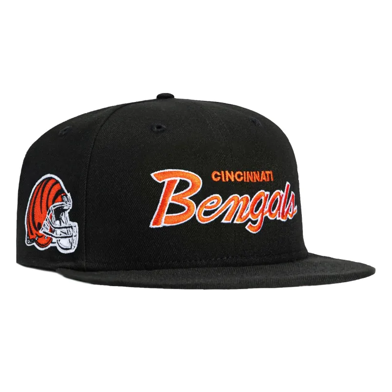 New Era 59Fifty Cincinnati Bengals Logo Patch Script Hat - Black sold by Hat Club