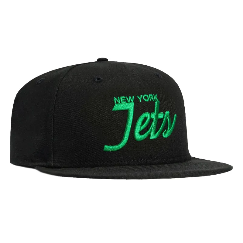 New Era 59Fifty New York Jets Script Hat - Black, Green sold by Hat Club