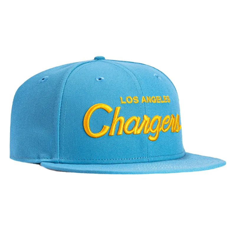 New Era 59Fifty Los Angeles Chargers Script Hat - Light Blue sold by Hat Club