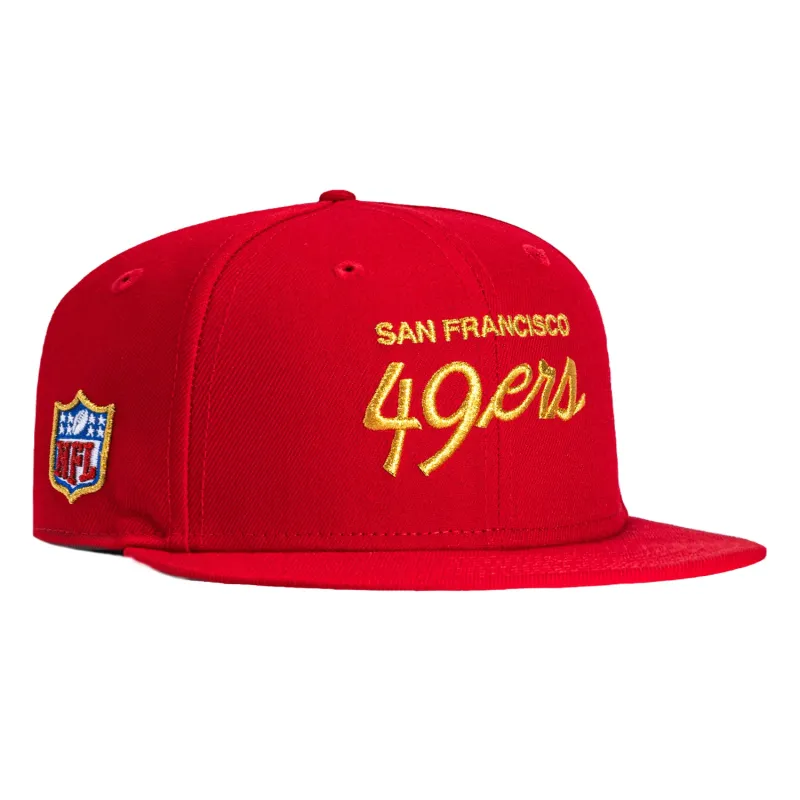 New Era 59Fifty San Francisco 49ers Script Hat - Red, Metallic Gold sold by Hat Club