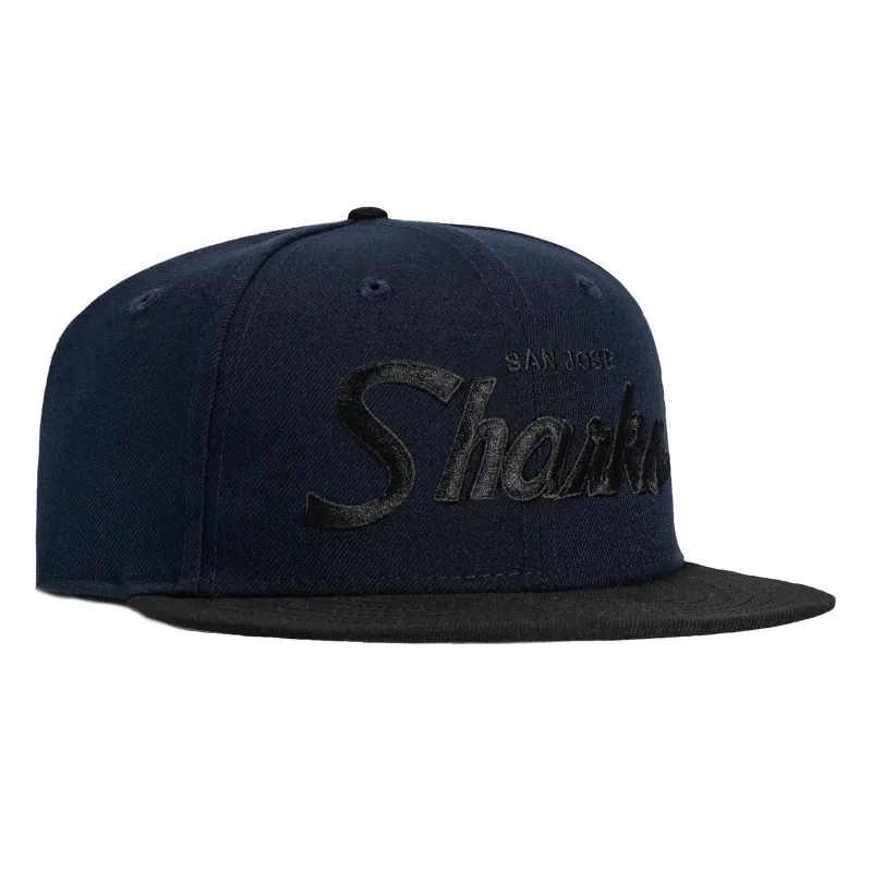 New Era 59Fifty San Jose Sharks Script Hat - Navy, Black sold by Hat Club
