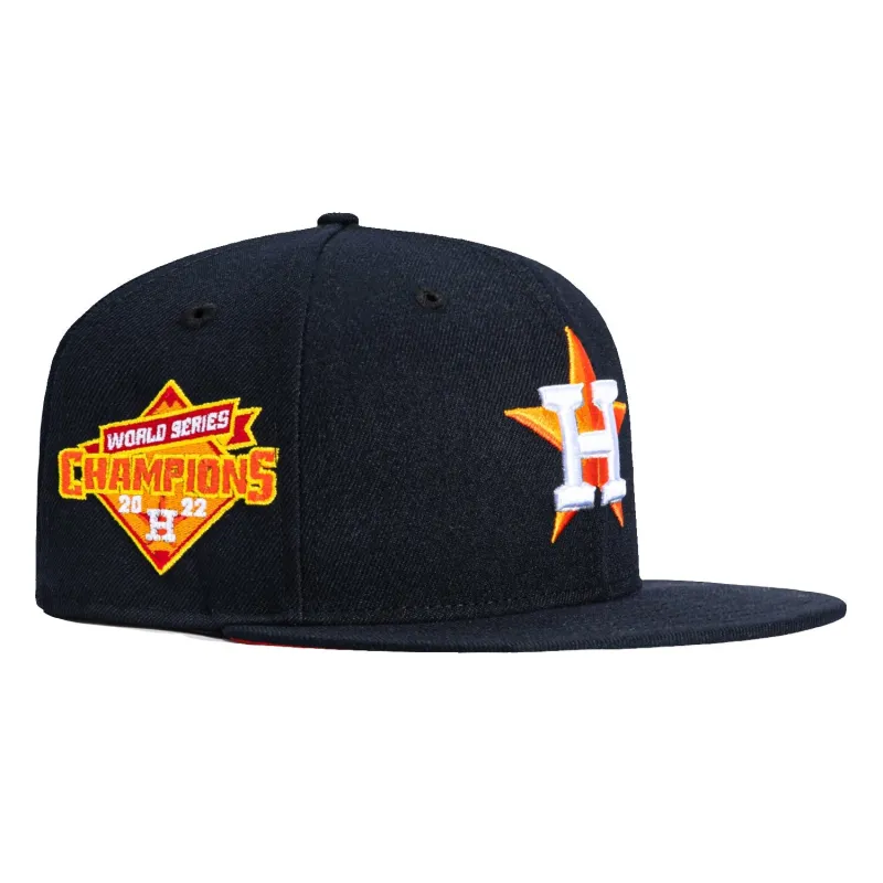 New Era 59Fifty Houston Astros 2022 World Series Champions Patch Orange UV Hat - Navy sold by Hat Club