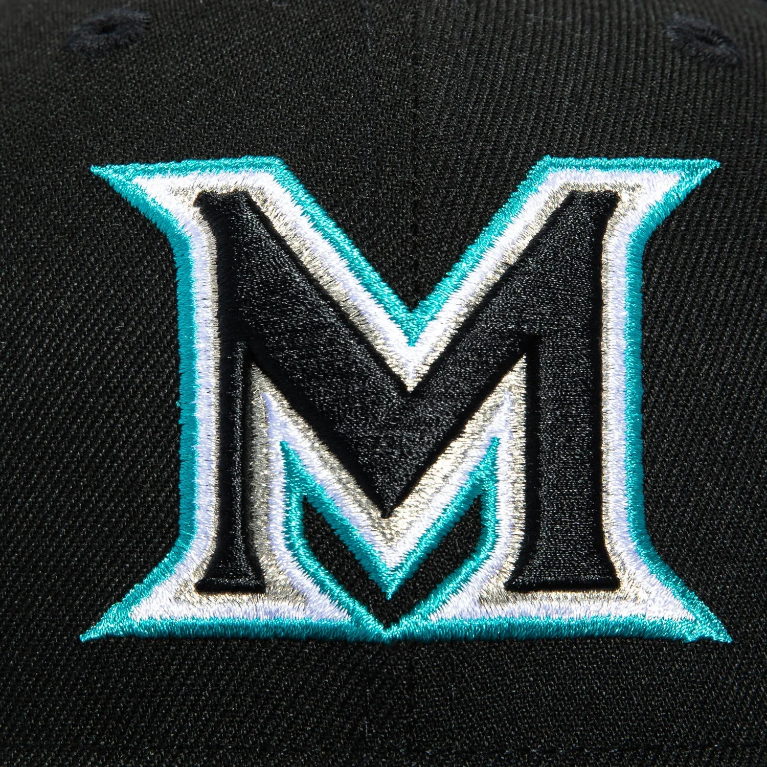 New Era 59Fifty Miami Marlins 2025 City Connect M Hat - Black, Teal, Metallic Silver sold by Hat Club product image thumbnail 4