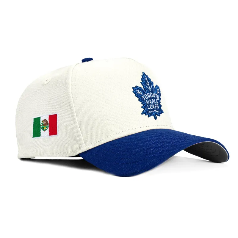 New Era 9Forty A-Frame Toronto Maple Leafs Mexico Flag Patch Snapback Hat - White, Royal sold by Hat Club