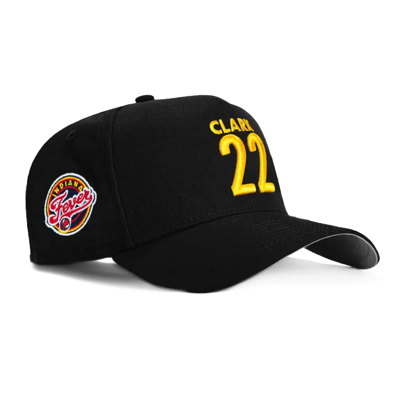 New Era 9Forty A-Frame Indiana Fever Caitlin Clark 22 Logo Patch Snapback Hat - Black, Gold sold by Hat Club