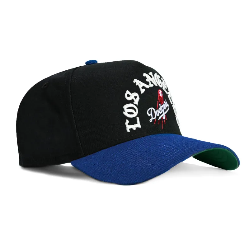 New Era 9Forty A-Frame Los Angeles Dodgers Old English Arch Snapback Hat - Black, Royal sold by Hat Club