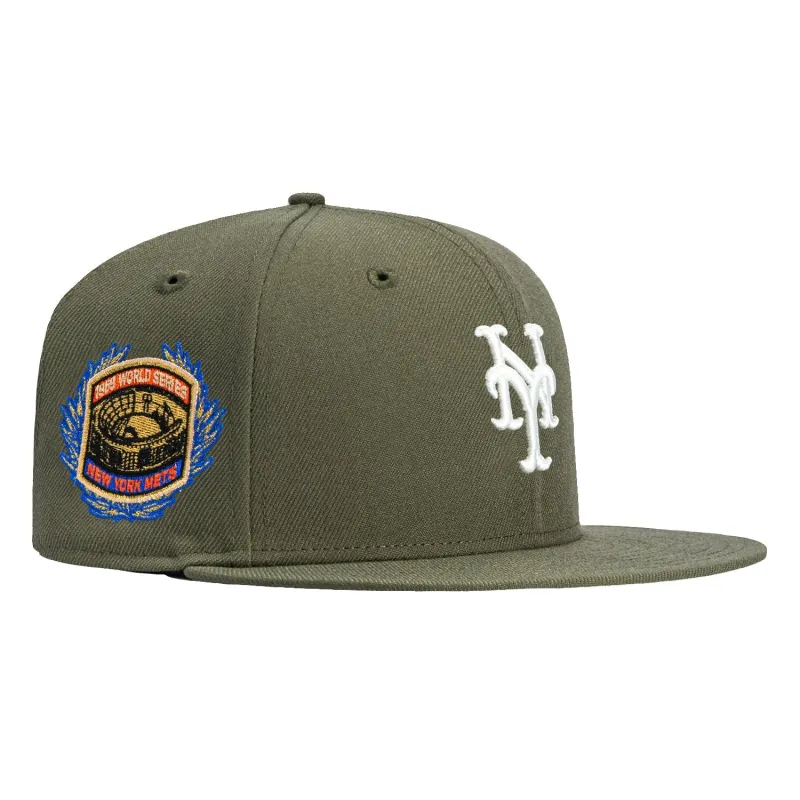 New Era 59Fifty New York Mets 1969 World Series Patch Hat - Olive, Ivory sold by Hat Club