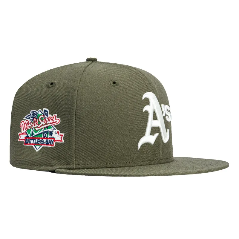 New Era 59Fifty Oakland Athletics Battle of the Bay Patch Hat - Olive, Ivory made by New Era