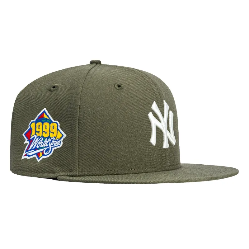 New Era 59Fifty New York Yankees 1999 World Series Patch Hat - Olive, Ivory sold by Hat Club