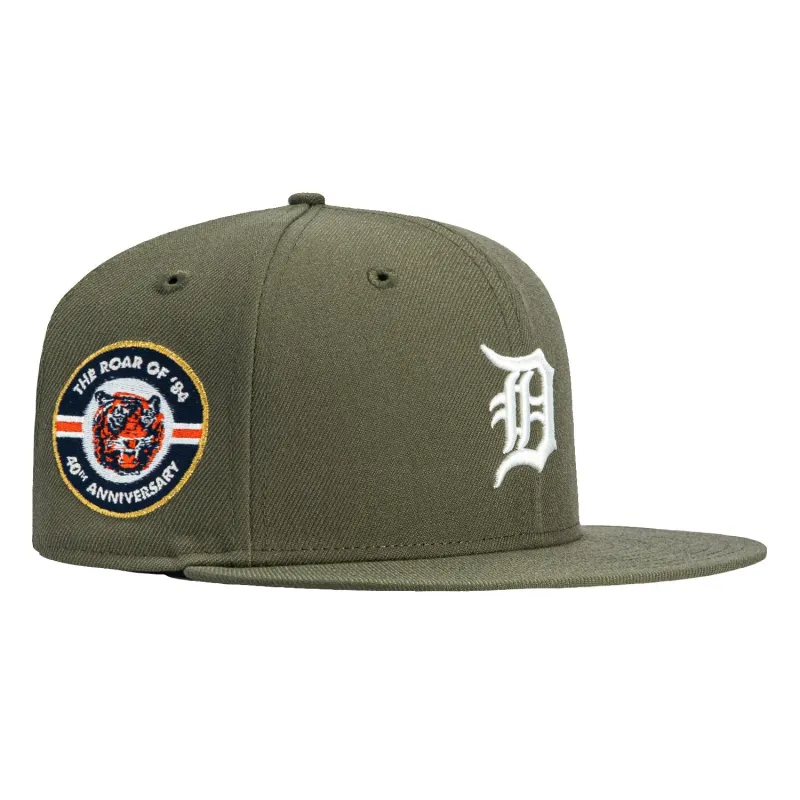 New Era 59Fifty Detroit Tigers 40th Anniversary Patch Hat - Olive, Ivory sold by Hat Club