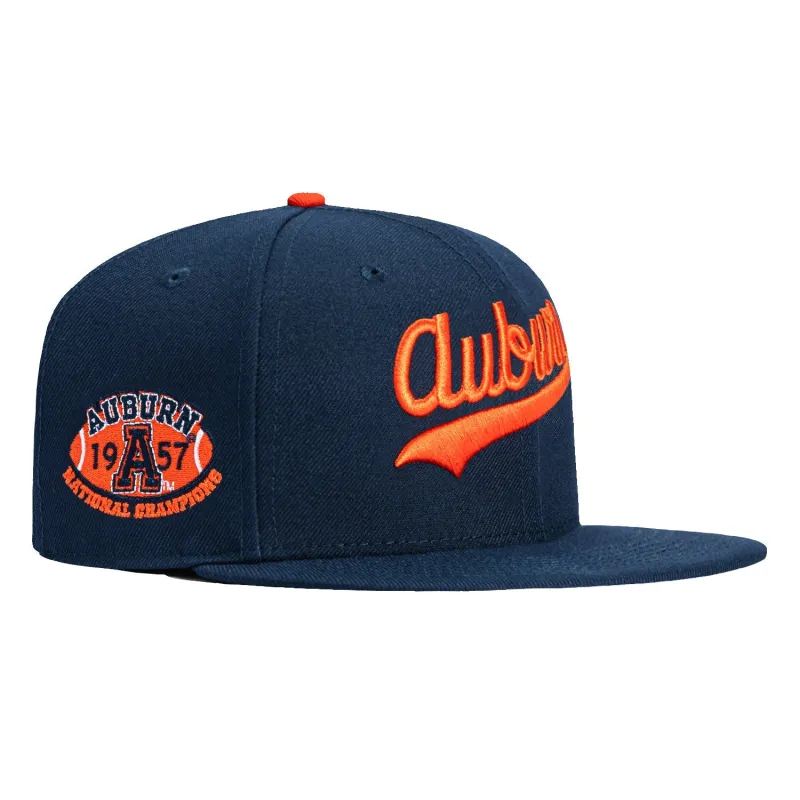 New Era 59Fifty Auburn Tigers 1957 National Champions Patch Script Hat - Navy sold by Hat Club