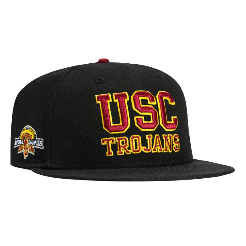 New Era 59Fifty USC Trojans Back To Back 2004 National Champions Patch Word Hat - Black sold by Hat Club