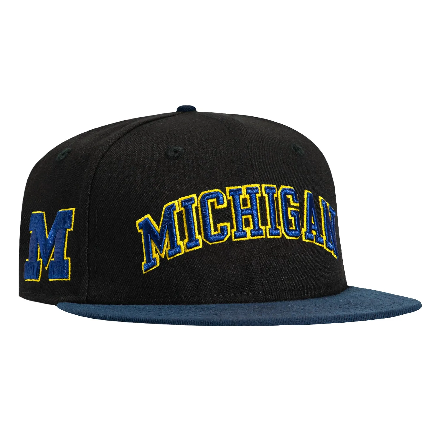 New Era 59Fifty Michigan Wolverines Logo Patch Arch Hat - Black, Navy sold by Hat Club