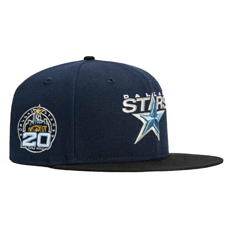 New Era 59Fifty Dallas Stars 20th Anniversary Patch Hat - Navy, Black, Metallic Silver sold by Hat Club