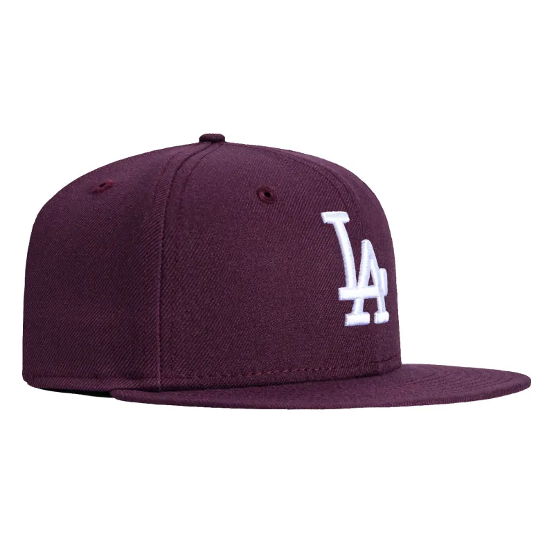 New Era 59Fifty Los Angeles Dodgers Hat - Plum, White made by New Era