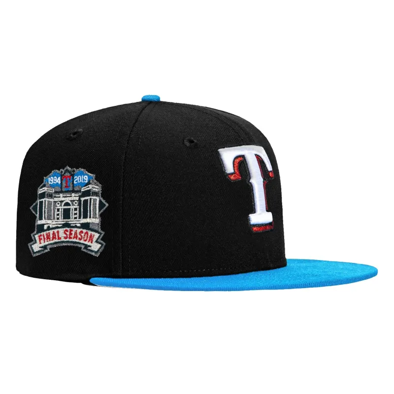 New Era 59Fifty Texas Rangers Final Season Patch Hat - Black, Light Blue made by New Era