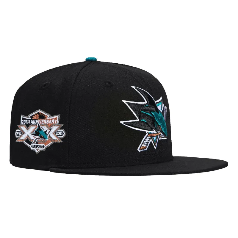 New Era 59Fifty San Jose Sharks 20th Anniversary Patch Hat - Black sold by Hat Club