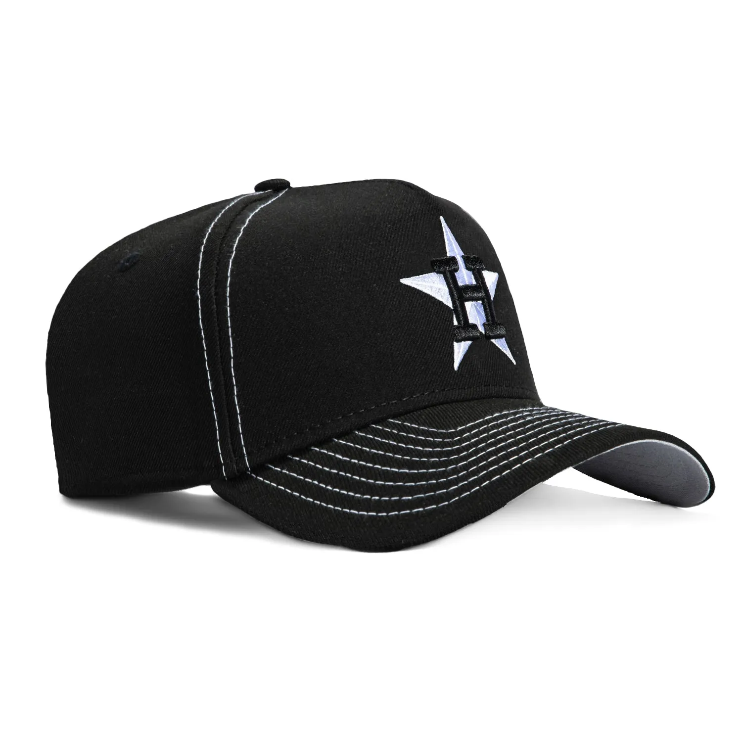 New Era 9Forty A-Frame Contrast Stitch Houston Astros Snapback Hat - Black, White sold by Hat Club