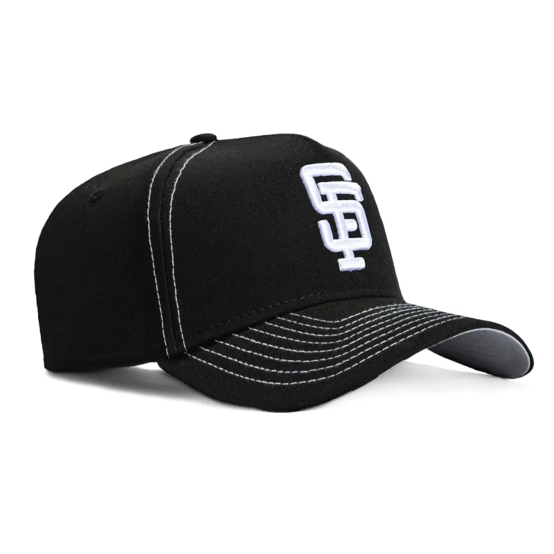 New Era 9Forty A-Frame Contrast Stitch San Francisco Giants Snapback Hat - Black, White sold by Hat Club