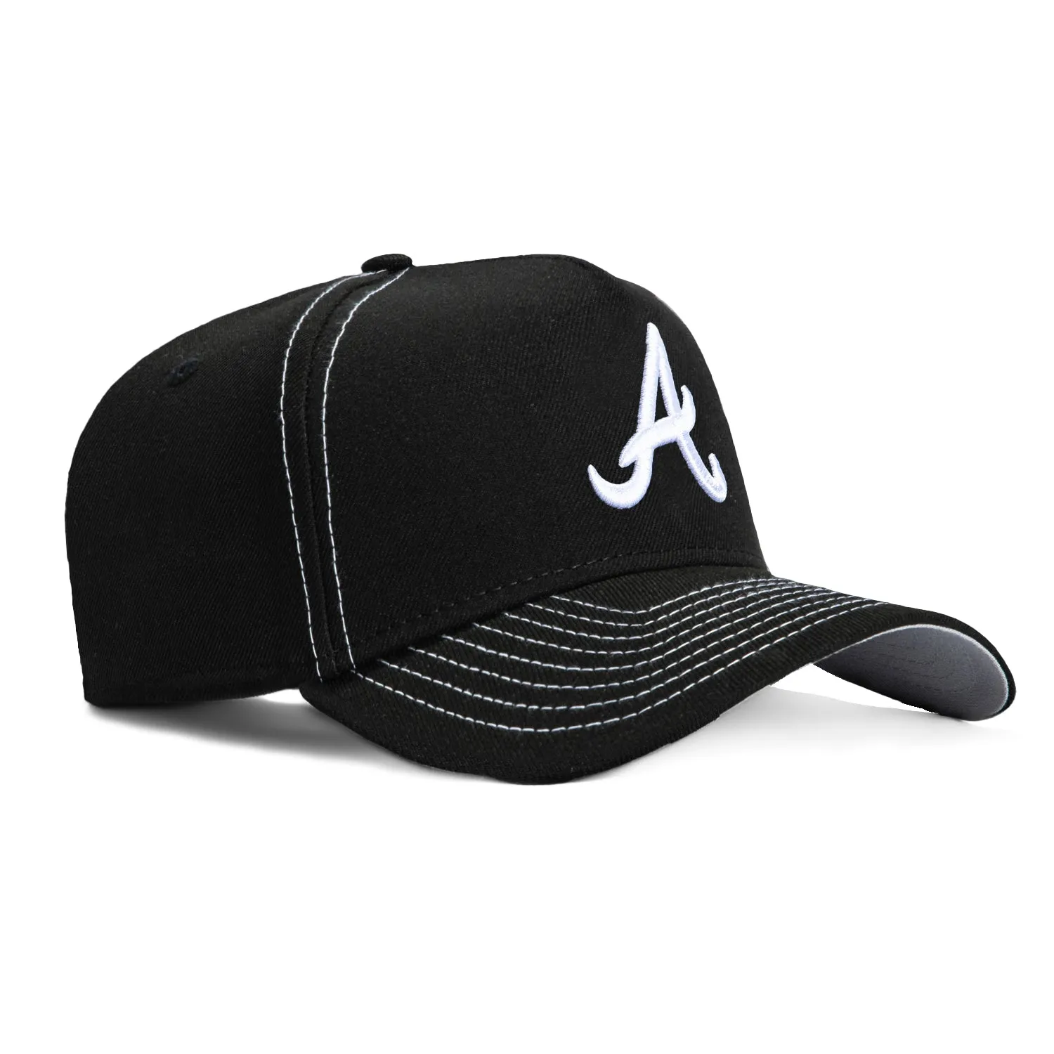 New Era 9Forty A-Frame Contrast Stitch Atlanta Braves Snapback Hat - Black, White sold by Hat Club