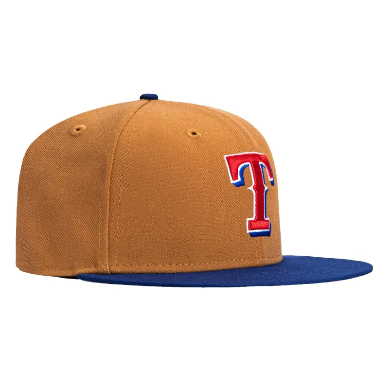 New Era 59Fifty Texas Rangers Hat - Khaki, Royal sold by Hat Club
