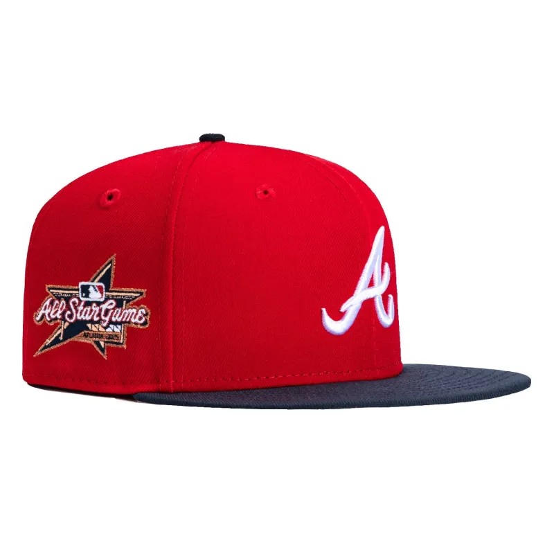 New Era 59Fifty Atlanta Braves 2025 All Star Game Patch Pink UV Hat - Red, Navy sold by Hat Club