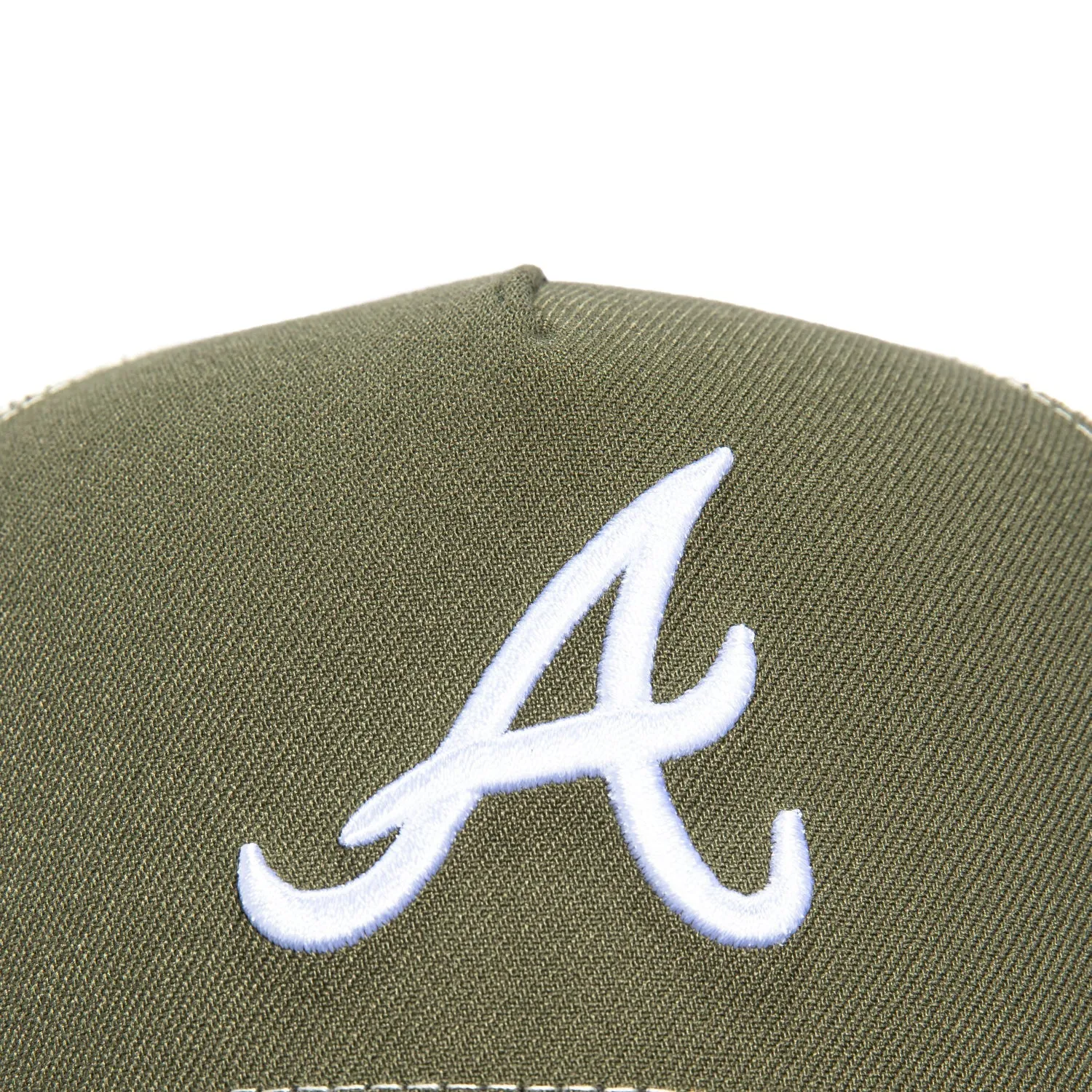 New Era 9Forty A-Frame Atlanta Braves Snapback Trucker Hat - Olive, Stone sold by Hat Club product image thumbnail 3