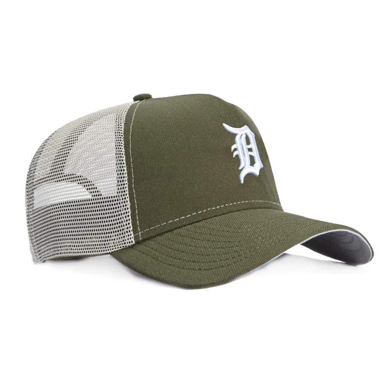 New Era 9Forty A-Frame Detroit Tigers Snapback Trucker Hat - Olive, Stone made by New Era
