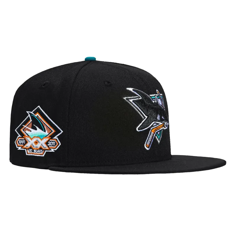 New Era 59Fifty San Jose Sharks 20th Anniversary Patch Hat - Black sold by Hat Club