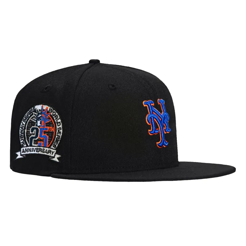 New Era 59Fifty New York Mets 2000 World Series 25th Anniversary Patch Hat - Black, Royal, Orange sold by Hat Club