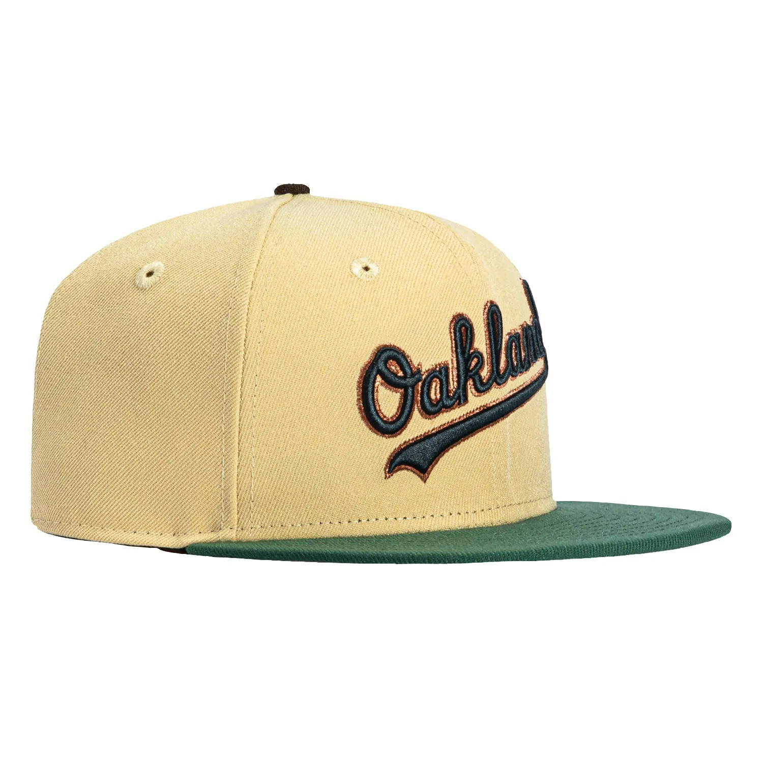 New Era 59Fifty Oakland Athletics Script Hat - Tan, Green sold by Hat Club