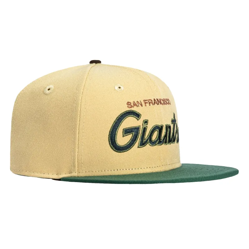 New Era 59Fifty San Francisco Giants Script Hat - Tan, Green sold by Hat Club